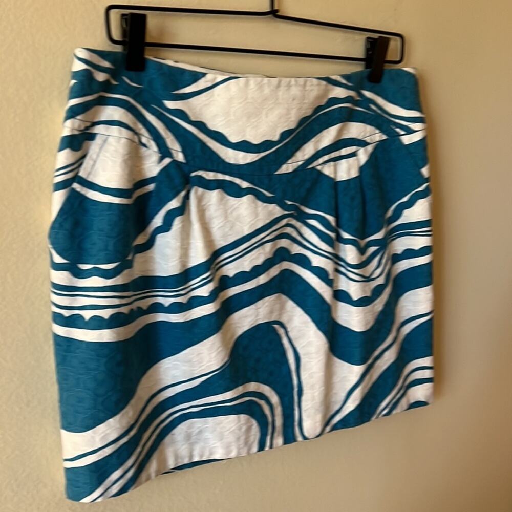 Trina Turk Blue Swirl Print A-Line Skirt Size 12 - Picture 3 of 8